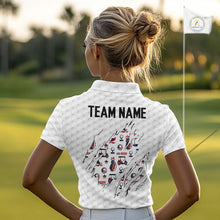 Load image into Gallery viewer, USA 250Th Anniversary Womens Golf Polo Shirt Custom White Golf Ball Pattern Patriotic Golf Tops NYN3392