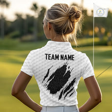 Load image into Gallery viewer, Black Leopard Pattern Womens Golf Polo Shirt Custom White Golf Ball Pattern Golf Team Outfits NYN3393