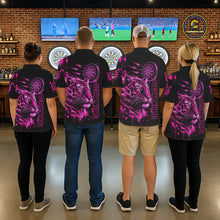 Load image into Gallery viewer, Pink Neon Tiger Lightning Dartboard Men Dart 1/4-Zip Shirts Custom Name &amp; Team Dart Jerseys NYN2098