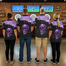 Load image into Gallery viewer, Custom Holographic Purple Skull Darts Shirt 1/4-Zip For Men Light Skull Dart League Jerseys NYN2109