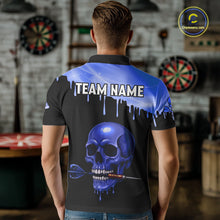 Load image into Gallery viewer, Custom Holographic Blue Skull Darts Shirt Polo For Men Light Skull Dart League Jerseys NYN2111