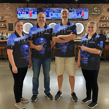 Load image into Gallery viewer, Custom Holographic Blue Skull Darts Shirt 1/4-Zip For Men Light Skull Dart League Jerseys NYN2111