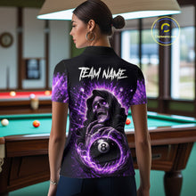 Load image into Gallery viewer, Lightning Purple Scary Grim Reaper Pool 8 Ball Women Billiard Shirt Custom Ball Billiard Team Attire NYN2624