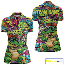 Load image into Gallery viewer, Cool Crocodile Dartboard Graffiti Darts Quarter-Zip Shirt For Women Custom Funny Dart Jerseys NYN1852