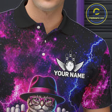 Load image into Gallery viewer, Cool Cat Funny Bowling Polo 1/4-Zip Shirts For Men Custom Galaxy Tornado Bowling Team Jerseys NYN3412