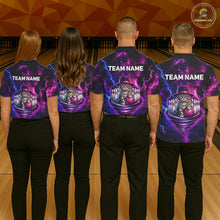 Load image into Gallery viewer, Cool Cat Funny Bowling Polo 1/4-Zip Shirts For Women Custom Galaxy Tornado Bowling Team Jerseys NYN3412