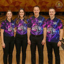Load image into Gallery viewer, Cool Cat Funny Bowling Polo 1/4-Zip Shirts For Women Custom Galaxy Tornado Bowling Team Jerseys NYN3412