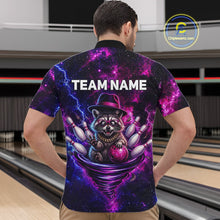 Load image into Gallery viewer, Raccoon Funny Bowling Polo 1/4-Zip Shirts For Men Custom Galaxy Tornado Bowling Team Jerseys NYN3413