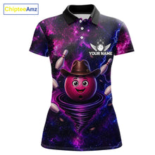 Load image into Gallery viewer, Funny Cowboy Bowling Ball Shirt For Women Custom Galaxy Tornado Bowling Team Jersey