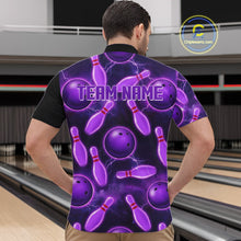 Load image into Gallery viewer, Purple Thunder Custom Mens Bowling Ball &amp; Pin Shirts, Bowling Team Jerseys For Bowlers NYN3418