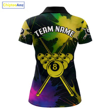 Load image into Gallery viewer, Grunge Paint Splatter Yellow Ball 8 Billiard Shirts For Women Personalized Billiard Attire Gifts NYN2790