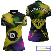 Load image into Gallery viewer, Grunge Paint Splatter Yellow Ball 8 Billiard Shirts For Women Personalized Billiard Attire Gifts NYN2790