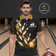 Load image into Gallery viewer, Strike Bowling Gold Yellow Bowling Jerseys For Men Custom Bowling Shirts Team Attire NYN3179