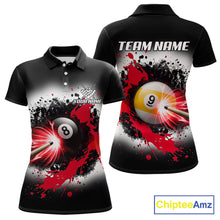 Load image into Gallery viewer, Lightning red billiard 8 ball and 9 ball shirt for women custom grunge pool team jersey