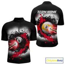 Load image into Gallery viewer, Lightning red billiard 8 ball and 9 ball shirt for men custom grunge pool team jersey