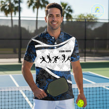 Load image into Gallery viewer, Custom Blue Digital Camo Pickleball League Jerseys For Men Pickleball Paddle Shirts NYN2154