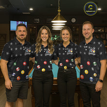 Load image into Gallery viewer, Black Stars 8 Ball Pool Women Billiard Team Shirt Personalized Polo &amp; 1/4-Zip Billiard Gifts NYN2381