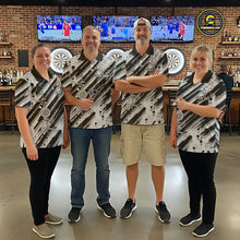 Load image into Gallery viewer, Custom Black Grey Grunge Streaks Skull Men Darts Quarter-Zip Team Shirt Skull Dart League Jerseys NYN2180