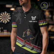 Load image into Gallery viewer, Men's Custom Dart Shirt With Skeleton Holding Dart Arrow And Colorful Dartboard NYN0252