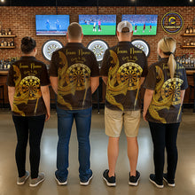 Load image into Gallery viewer, Personalized Gold Tribal Shark Custom Darts Quarter-Zip Shirts For Women Tribal Dart League Jerseys NYN2183