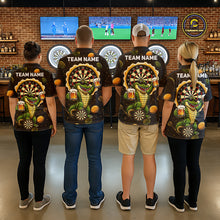 Load image into Gallery viewer, Men's dart team wearing beer and alligator dart jerseys custom tournament uniforms