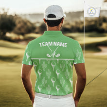Load image into Gallery viewer, Personalized Desert Cactus Green Pattern Mens Golf Polo Shirts Custom Funny Cactus Golf Gifts NYN2844