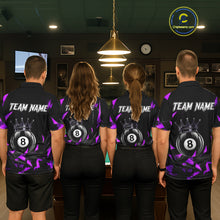 Load image into Gallery viewer, Black And Purple Geometric Crown 8 Ball Billiard Pool Shirt For Women Custom Billiard Team Jersey NYN3217