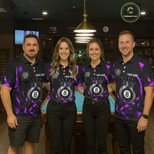 Load image into Gallery viewer, Black And Purple Geometric Crown 8 Ball Billiard Pool Shirt For Women Custom Billiard Team Jersey NYN3217