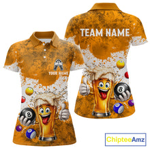 Load image into Gallery viewer, Funny Beer 8 Ball Women Billiard Shirt Custom White Yellow Splatter Paint Billiard Pool Team Clothing NYN3223