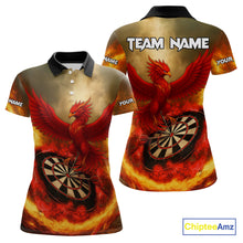 Load image into Gallery viewer, Red Phoenix &amp; Flame Dartboard Wonen's Darts Polo Shirt - Custom Name For Players NYN0765