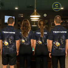 Load image into Gallery viewer, Blue Grunge Grim Reaper Hold 8 Ball &amp; 9 Ball Pool Men Billiard Shirt Custom Billiard Team Attire NYN2703