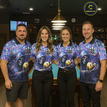 Load image into Gallery viewer, Holographic Grunge Grim Reaper Hold 8 Ball 9 Ball Pool Women Billiard Shirt Custom Billiard Team Attire NYN2704