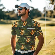 Load image into Gallery viewer, Funny Mens Golf Polo Shirt Custom Brown And Green Golfing Dog Pattern Golf Clothing Shirts NYN2872