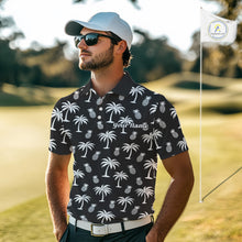 Load image into Gallery viewer, Personalized Tropical Palm Trees Pineapple Men Golf Polo Shirts Black White Team Golf Clothes NYN2863