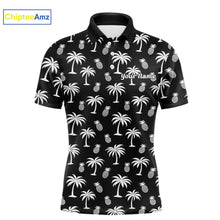 Load image into Gallery viewer, Personalized Tropical Palm Trees Pineapple Men Golf Polo Shirts Black White Team Golf Clothes NYN2863