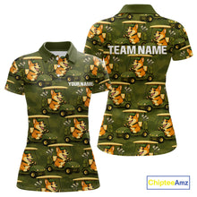 Load image into Gallery viewer, Funny Women Golf Polo Shirt Custom Brown And Green Golfing Dog Pattern Golf Clothing Shirts NYN2872