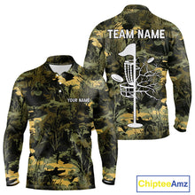Load image into Gallery viewer, Disc Golf Basket Green Leaf Camo Men Disc Golf Polo Shirts Custom Disc Golf Jerseys Team For Men NYN3114