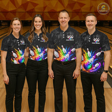 Load image into Gallery viewer, Rainbow Splatter Bowling Ball &amp; Pins Shirt For Women Custom Colorful Paint Bowling Team Outfits NYN3283