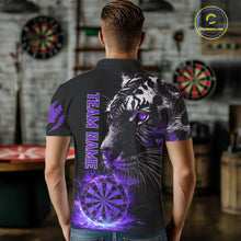 Load image into Gallery viewer, Purple Horror Tiger Fire Flame Dartboard Custom Men Darts Polo League Shirts Dart Jerseys NYN2247