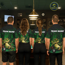 Load image into Gallery viewer, Funny Crocodile 8 Ball Pool Billiard Shirts For Women Custom Green Grunge Billiard Polo &amp; 1/4-Zip Jersey NYN3313