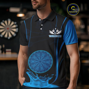 Azure Water Lightning Dartboard & Fish Darts Shirt For Men - Custom Name & Team NYN0617