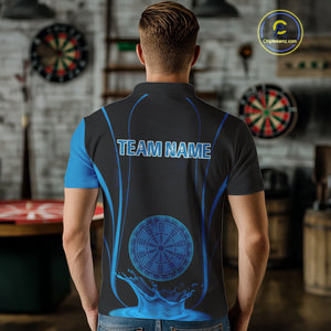 Azure Water Lightning Dartboard & Fish Darts Shirt For Men - Custom Name & Team NYN0617
