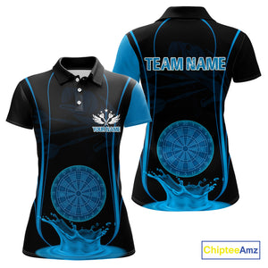 Azure Water Lightning Dartboard & Fish Darts Shirt For Women - Custom Name & Team NYN0617