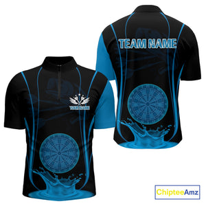 Azure Water Lightning Dartboard & Fish Darts Shirt For Men - Custom Name & Team NYN0617