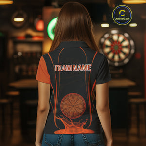 Orange Water Lightning Dartboard & Fish Darts Shirt For Women - Custom Name & Team NYN0618