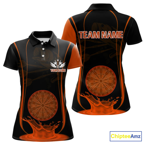 Orange Water Lightning Dartboard & Fish Darts Shirt For Women - Custom Name & Team NYN0618