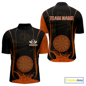 Orange Water Lightning Dartboard & Fish Darts Shirt For Men - Custom Name & Team NYN0618
