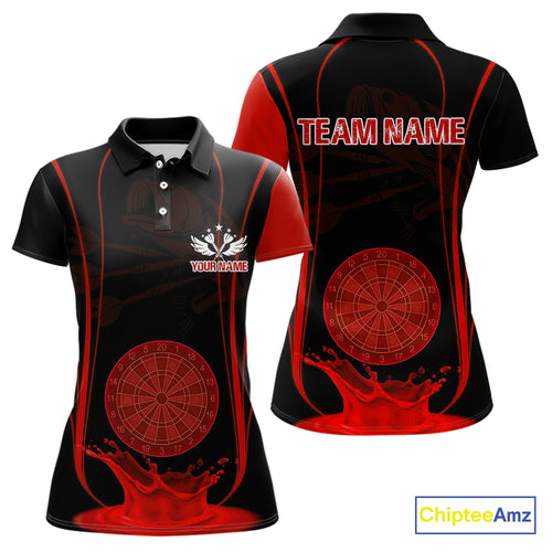 Red Water Lightning Dartboard & Fish Darts Shirt For Women - Custom Name & Team NYN0619