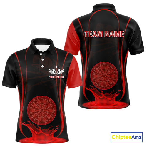 Red Water Lightning Dartboard & Fish Darts Shirt For Men - Custom Name & Team NYN0619