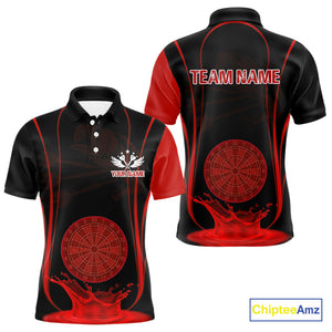 Red Water Lightning Dartboard & Fish Darts Shirt For Men - Custom Name & Team NYN0619
